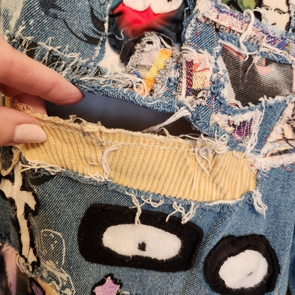 ARTIST UPCYCLED PATCHWORK STREETWEAR QUIXOTICA DENIM JEANS ONE-OF-A-KIND 32/33 - Picture 11 of 16